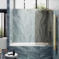 Шторка на ванну Maybahglass MGV-917-3 99 см, профиль золото, стекло бронза матовое
