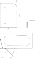 Шторка на ванну Maybahglass MGV-917-3 99 см, профиль золото, стекло бронза матовое