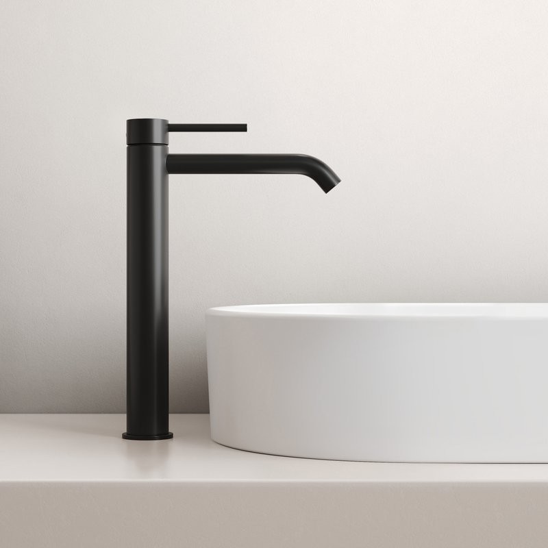 Смеситель для раковины высокий Sancos Etna, черный матовый, SC9002MB