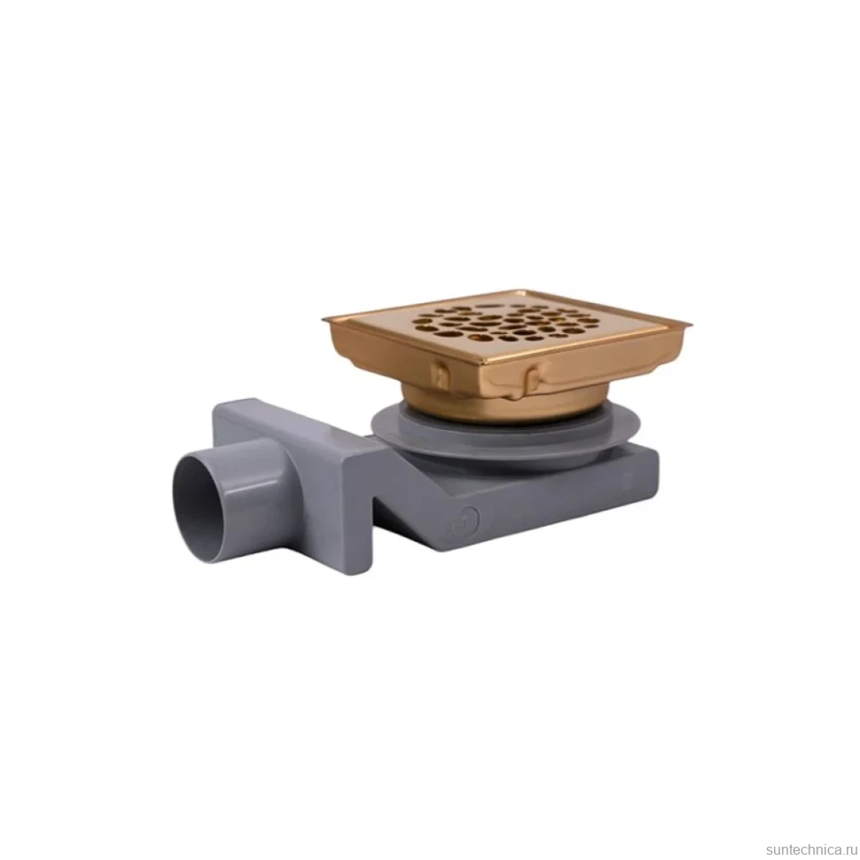Душевой трап Plumberia Selection PS Stones PSS13OB 13x13, в пол, брашированное золото, с сифоном