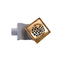 Душевой трап Plumberia Selection PS Stones PSS13OB 13x13, в пол, брашированное золото, с сифоном