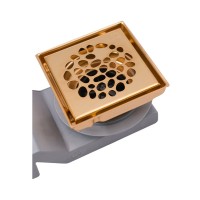 Душевой трап Plumberia Selection PS Stones PSS13OB 13x13, в пол, брашированное золото, с сифоном
