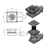 Душевой трап Plumberia Selection PS Stones PSS13OB 13x13, в пол, брашированное золото, с сифоном