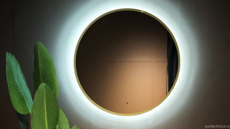 Зеркало круглое Art&Max Sanremo 100 золото, с LED-подсветкой, 6000К