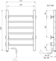 Полотенцесушитель электрический Domoterm Аврора DMT 109-6 60х40, L, черный матовый