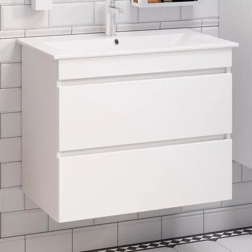 Тумба с раковиной Runo Манхэттен 75, подвесная, белая