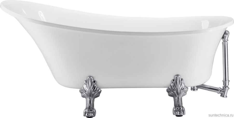Акриловая ванна Grossman Retro GR-1002 160x70 см, отдельностоящая, белая, овальная, с каркасом, со сливом-переливом