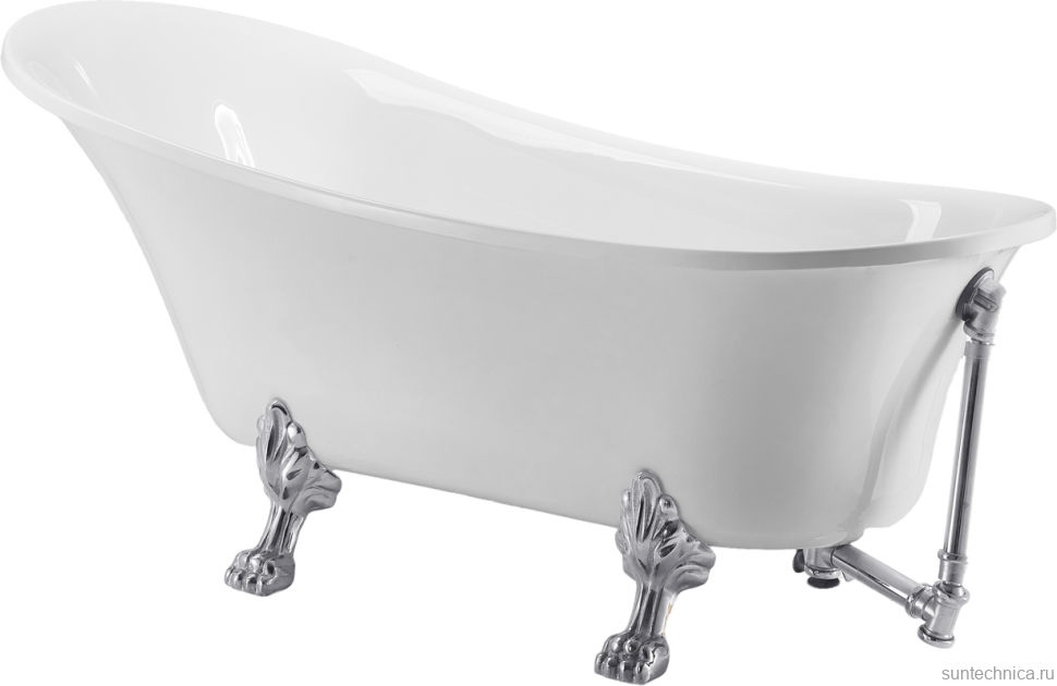 Акриловая ванна Grossman Retro GR-1002 160x70 см, отдельностоящая, белая, овальная, с каркасом, со сливом-переливом
