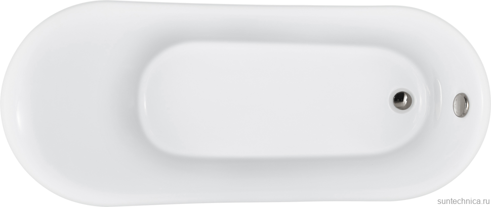 Акриловая ванна Grossman Retro GR-1002 160x70 см, отдельностоящая, белая, овальная, с каркасом, со сливом-переливом