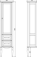 Шкаф пенал для ванной ValenHouse Эстетика R, белый, ручки золото