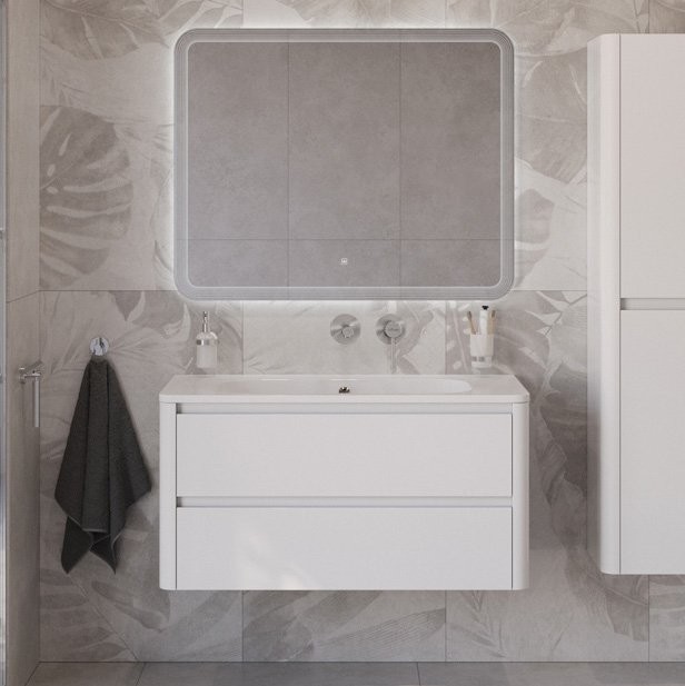 Тумба с раковиной Cezares Relax 100 подвесная, 2 ящика, bianco lucido