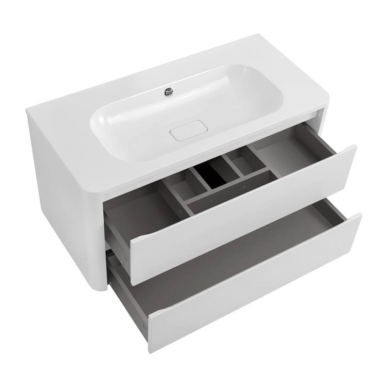 Тумба с раковиной Cezares Relax 100 подвесная, 2 ящика, bianco lucido