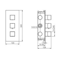 Термостатический смеситель встраиваемый Raglo R02.263.09 С ВНУТРЕННЕЙ ЧАСТЬЮ, графит