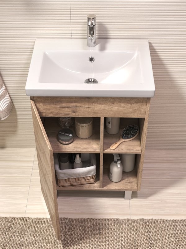 Тумба с раковиной Vigo Milos 60 напольная, дуб золотой