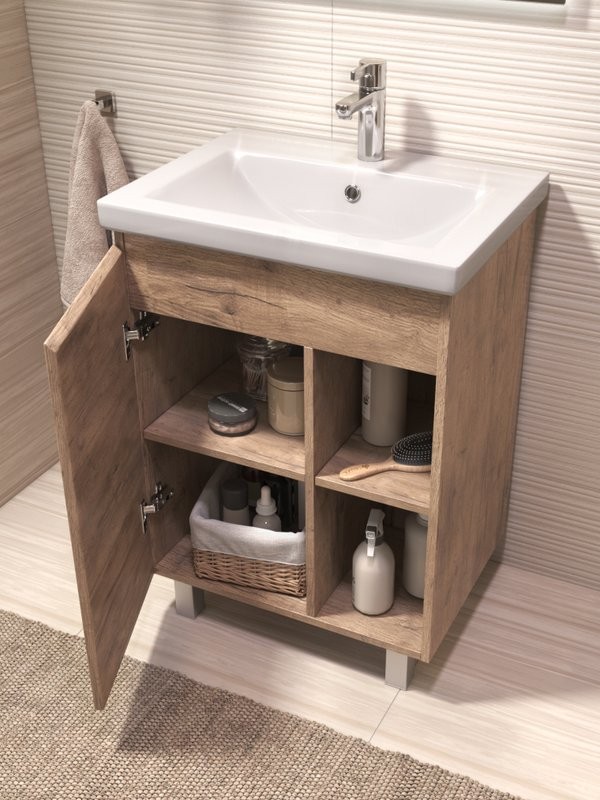 Тумба с раковиной Vigo Milos 60 напольная, дуб золотой