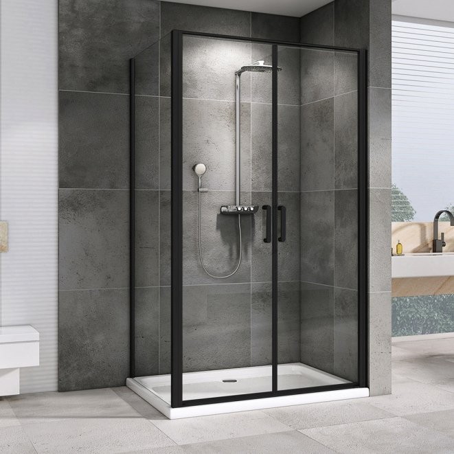 Душевой уголок Abber Sonnenstrand AG04100BC-S80B 80x100, профиль черный, стекло прозрачное