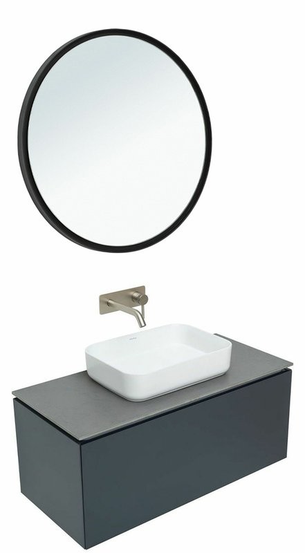 Мебель для ванной комнаты Allen Brau Infinity 100 1+1, подвесная, антрацит матовый, столешница графит