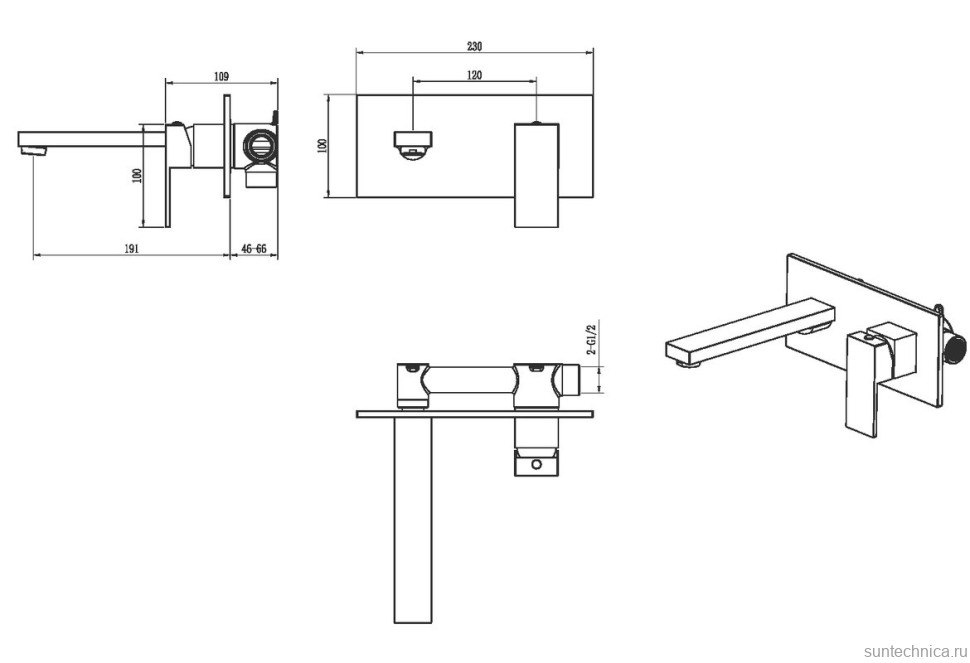 Смеситель для раковины Boheme Qubic 475-BRB С ВНУТРЕННЕЙ ЧАСТЬЮ, brushed bronze