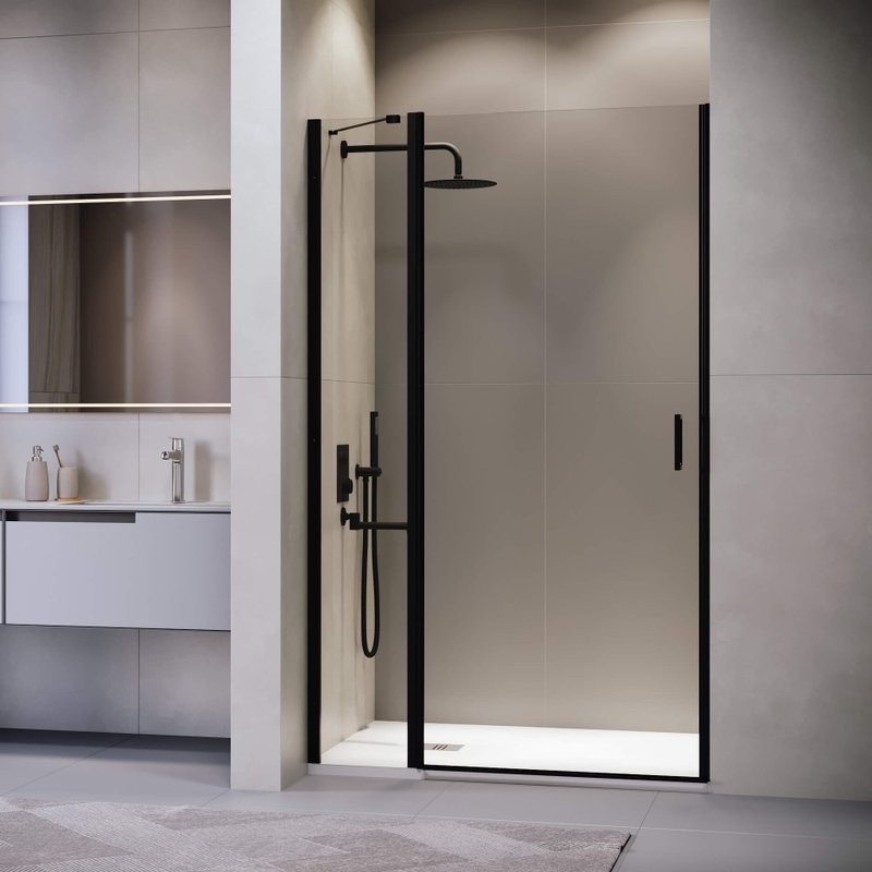 Душевая дверь в нишу RGW Leipzig LE-004-B 1000х1950 профиль черный, стекло прозрачное