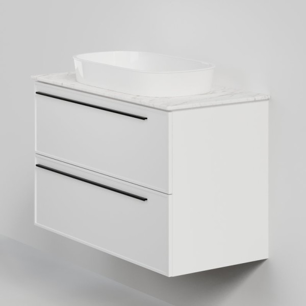 Тумба с раковиной La Fenice Elba Twin 100 подвесная, bianca, столешница белый мрамор, раковина белая матовая