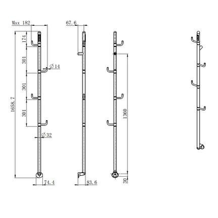 Полотенцесушитель электрический AQUAme c поворотными крючками AQM3150BG