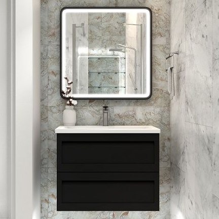 Мебель для ванной комнаты Art&Max Platino 75, подвесная, черная матовая