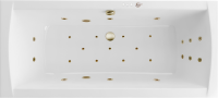 Акриловая ванна Excellent Aquaria Lux Ultra 180x80 см, встраиваемая, с гидромассажем, белая, с каркасом, со сливом-переливом, фурнитура бронза