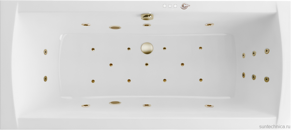 Акриловая ванна Excellent Aquaria Lux Ultra 180x80 см, встраиваемая, с гидромассажем, белая, с каркасом, со сливом-переливом, фурнитура бронза