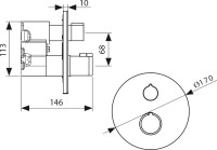 Термостатический смеситель встраиваемый Kaiser Areva 08077 для душа, С ВНУТРЕННЕЙ ЧАСТЬЮ, хром