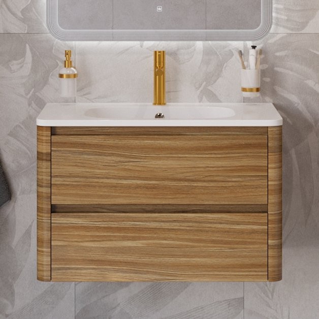 Тумба с раковиной Cezares Relax 80 дуб карамельный, раковина Cezares CZR-800/480-LV-MR-NV