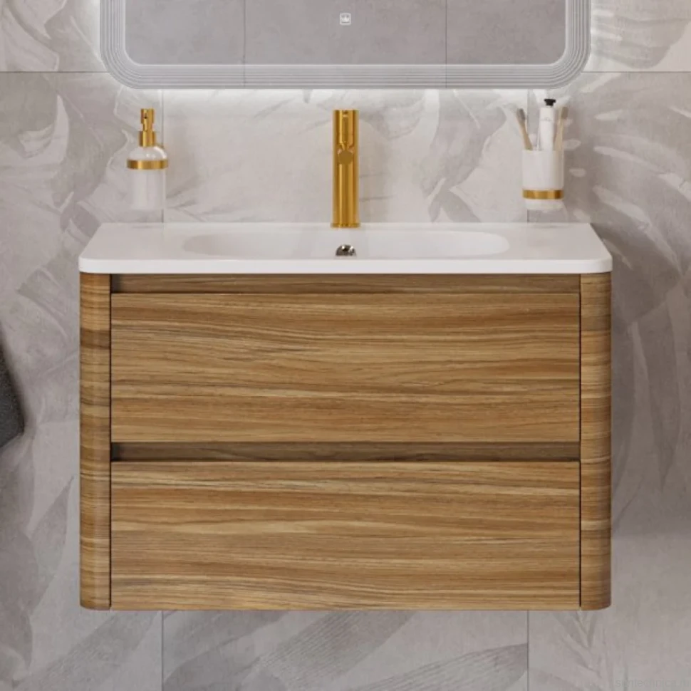 Тумба с раковиной Cezares Relax 80 дуб карамельный, раковина Cezares CZR-800/480-LV-MR-NV