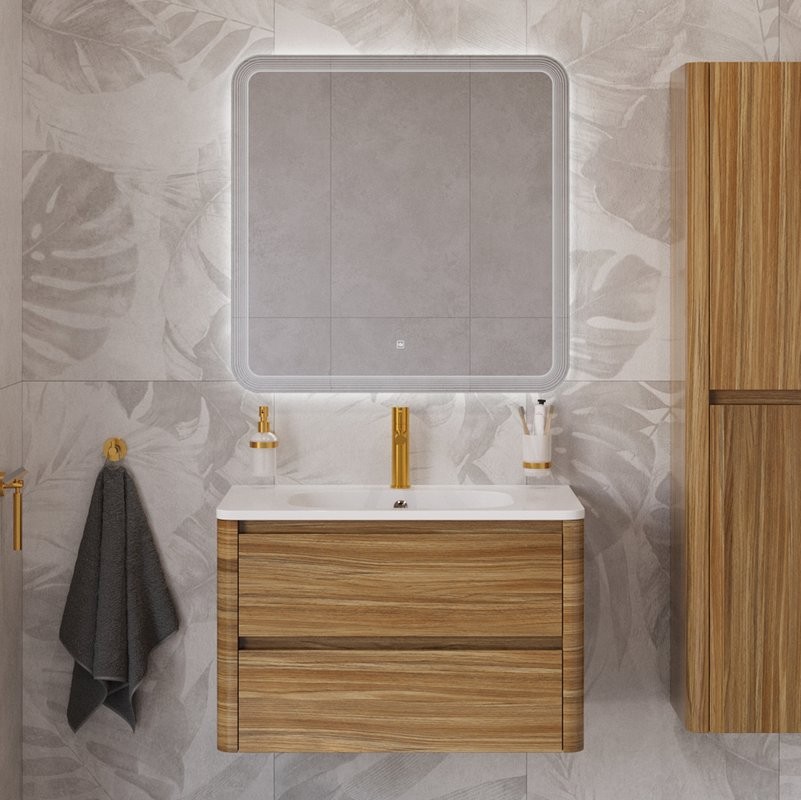 Тумба с раковиной Cezares Relax 80 дуб карамельный, раковина Cezares CZR-800/480-LV-MR-NV