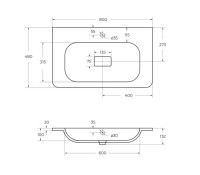 Тумба с раковиной Cezares Relax 80 дуб карамельный, раковина Cezares CZR-800/480-LV-MR-NV