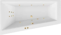 Акриловая ванна Excellent Sfera Line L 170x100 см, угловая, левая, встраиваемая, с гидромассажем, белая, асимметричная, с каркасом, со сливом-переливом, фурнитура золото