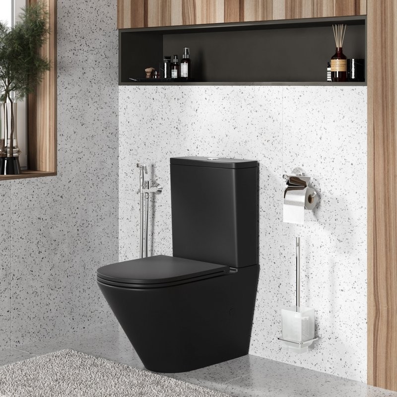 Унитаз-компакт напольный Grossman GR-4450BMSQ с микролифтом, черный матовый