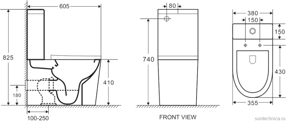 Унитаз-компакт напольный Grossman GR-4450BMSQ с микролифтом, черный матовый