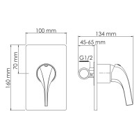 Встраиваемый смеситель для душа и ванны Wasserkraft Sauer 7151 С ВНУТРЕННЕЙ ЧАСТЬЮ