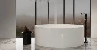 Ванна из искусственного камня Salini Isola S-Sense 200x200 см, отдельностоящая, белая, круглая, с донным клапаном