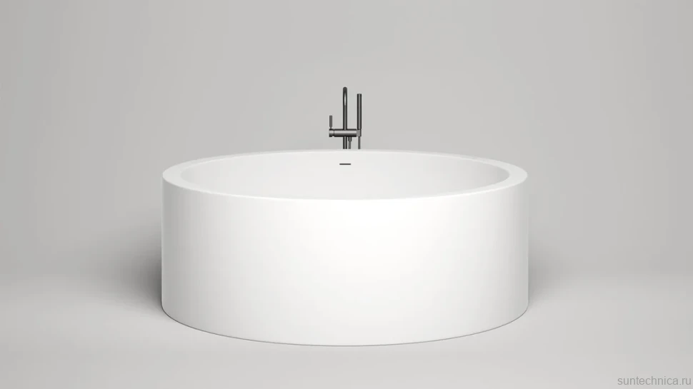 Ванна из искусственного камня Salini Isola S-Sense 200x200 см, отдельностоящая, белая, круглая, с донным клапаном