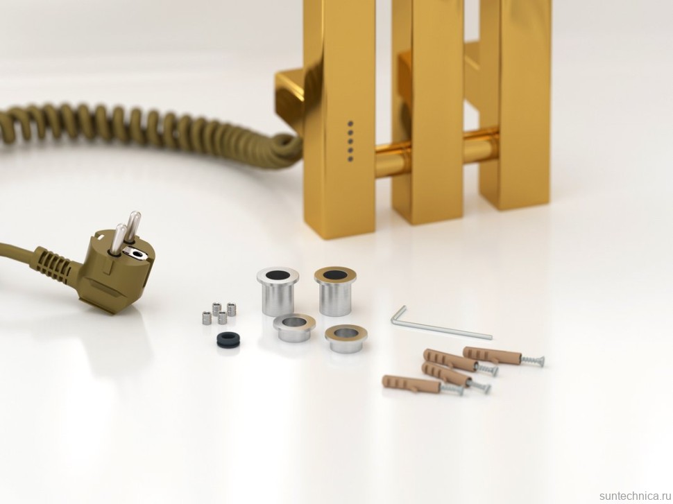 Полотенцесушитель электрический Сунержа Вердикт 4.0 03-0852-1210 120x15 см, подключение слева, скрытое подключение слева, золото, I-образный