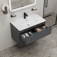 Тумба с раковиной IDDIS Edifice 80 подвесная, темно-серая, раковина 0108000i28