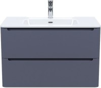 Тумба с раковиной IDDIS Edifice 80 подвесная, темно-серая, раковина 0108000i28