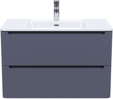 Тумба с раковиной IDDIS Edifice 80 подвесная, темно-серая, раковина 0108000i28