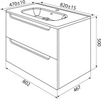 Тумба с раковиной IDDIS Edifice 80 подвесная, темно-серая, раковина 0108000i28