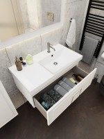Мебель для ванной комнаты La Fenice Cubo 90 R белая, ручка хром
