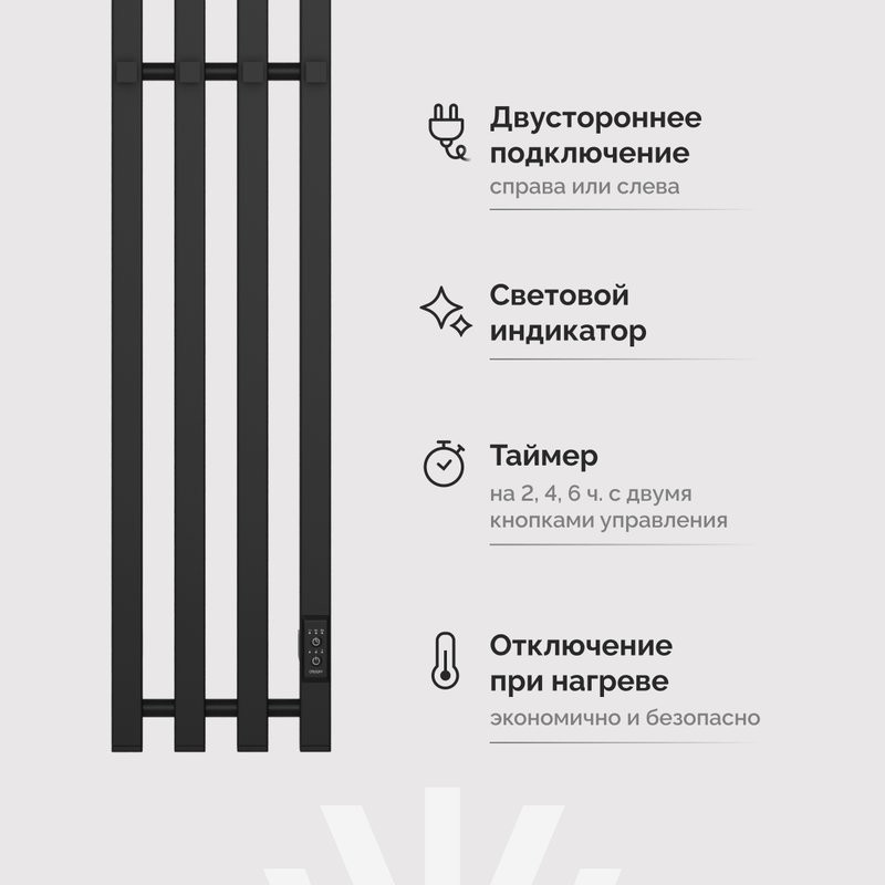 Полотенцесушитель электрический EWRIKA Пенелопа P4 140, черный