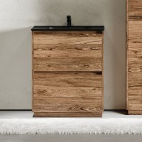 Тумба с раковиной Sancos Libra Floor 70 дуб чарльстон, черная раковина CN7007MB