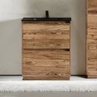 Тумба с раковиной Sancos Libra Floor 70 дуб чарльстон, черная раковина CN7007MB