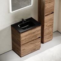 Тумба с раковиной Sancos Libra Floor 70 дуб чарльстон, черная раковина CN7007MB