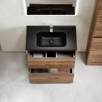 Тумба с раковиной Sancos Libra Floor 70 дуб чарльстон, черная раковина CN7007MB
